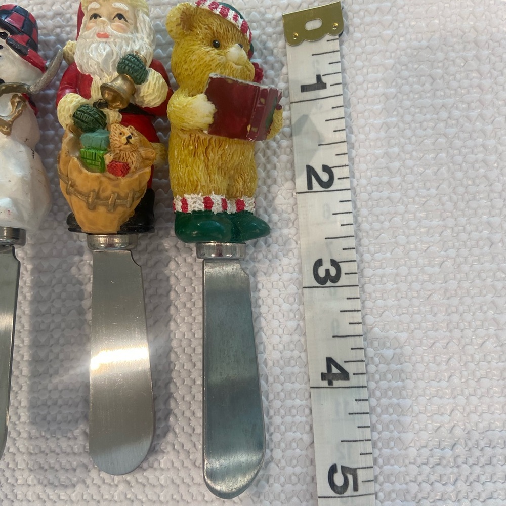 Boston Warehouse stainless china cheese/butter spreader.  Holiday. Set o… - Picture 2 of 8